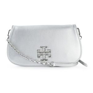 Tory Burch logo silver metallic crossbody